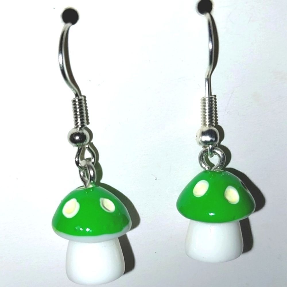 Hand crafted mushroom dingle earrings